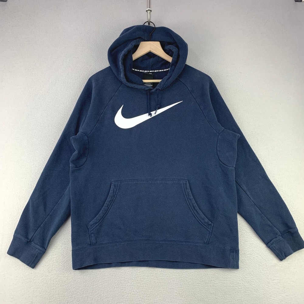 Nike SB Icon Swoosh Hoodie Mens L Navy Blue Skateboarding Pullover Sweatshirt